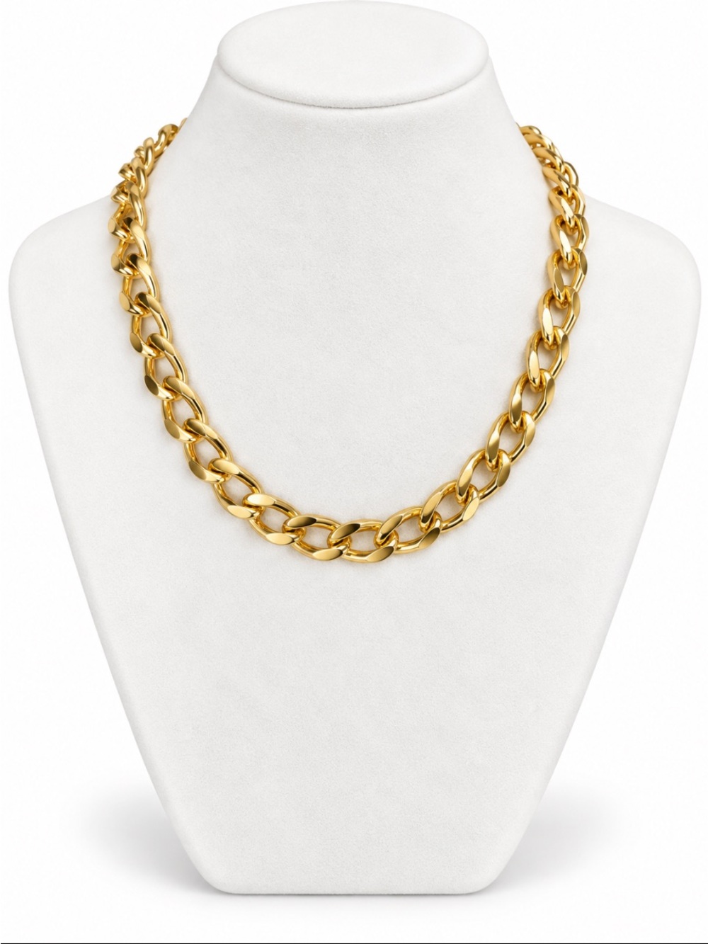 Gold-Tone Chunky Curb Chain Statement Necklace Adjustable
